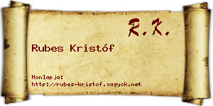 Rubes Kristóf névjegykártya